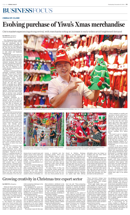 Evolving purchase of Yiwu's Xmas merchandise