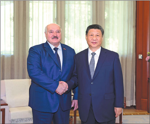 President Xi Jinping meets with Belarusian President Alexander Lukashenko in Beijing on Wednesday.Huang Jingwen / Xinhua